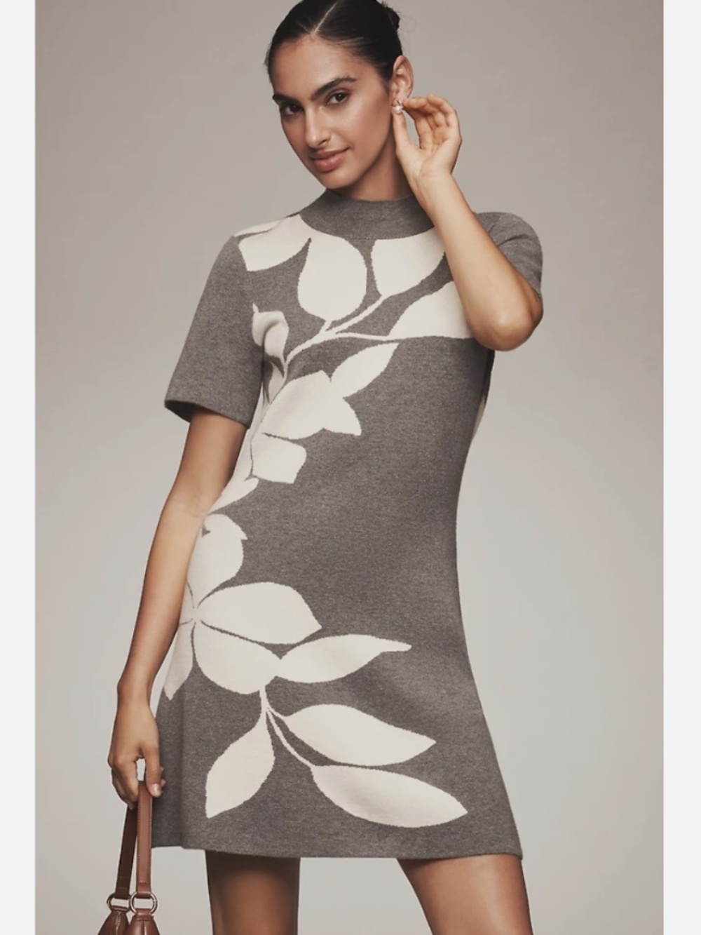 NWT ANTHROPOLOGIE NINA SHORT-SLEEVE MOCK-NECK MOD SWEATER MINI DRESS